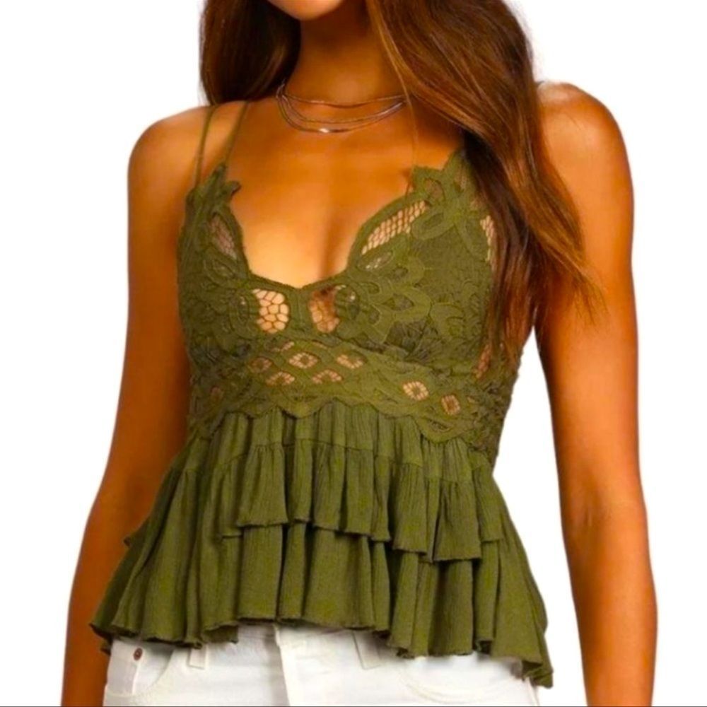 FREE People NWT Adella Cami Olive Sparrow size XS